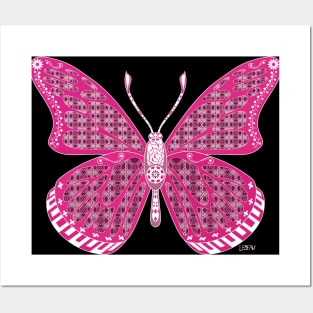 magic dust butterfly ecopop kawaii bug in mexican patterns Posters and Art